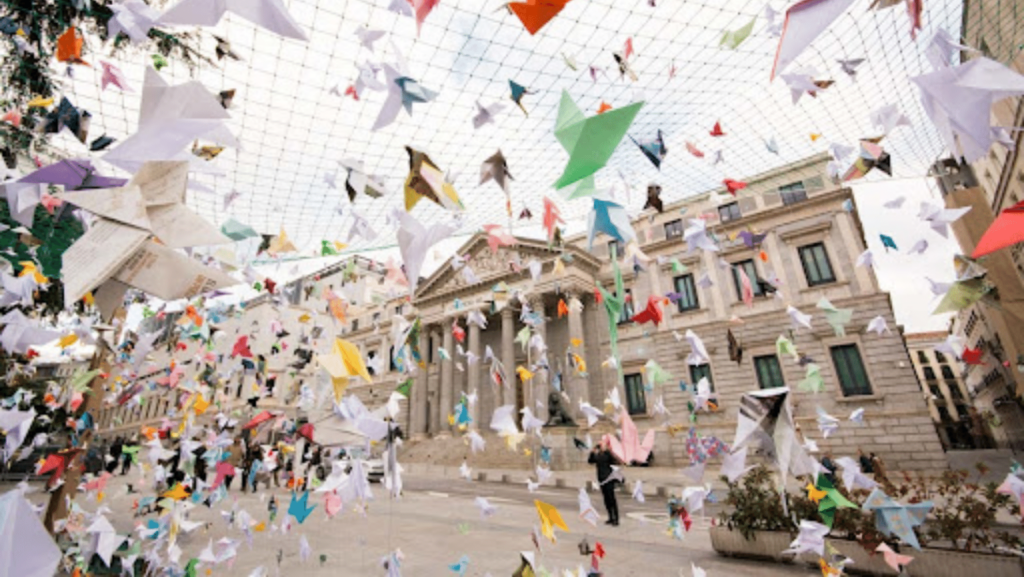Craftivism in practice - origami birds